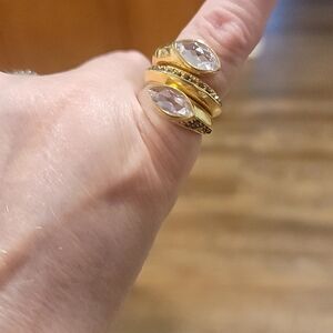 Gold Marquise Crystal Wrap Ring - Women Jewelry Size 7